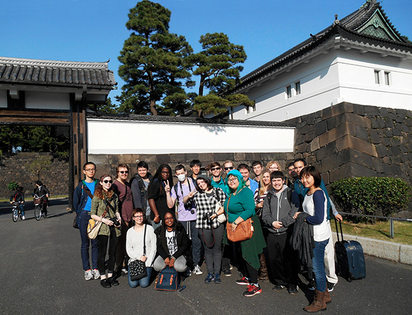 KCP Fall 2014 students at the Tokyo Imperial Palace and Asakusa.